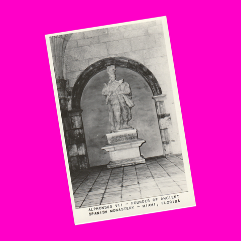 USA - Florida - Miami - Spanish Monastery Alphonsus Statue Postcard