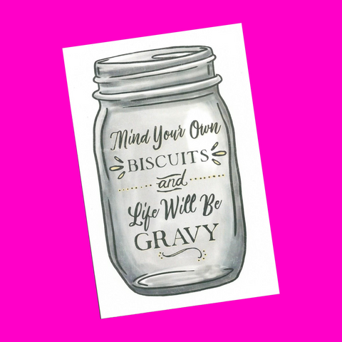 Mind Your Own Biscuits Postcard