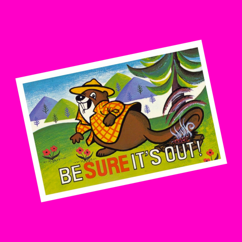 Bertie Beaver - Be Sure It's Out! Postcard