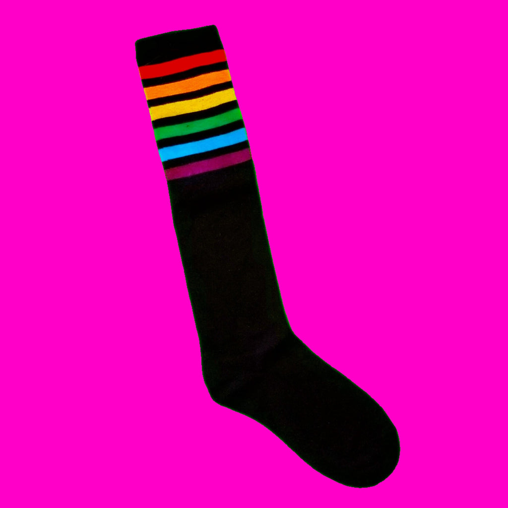 Rainbow Gradient Stripe Knee Socks