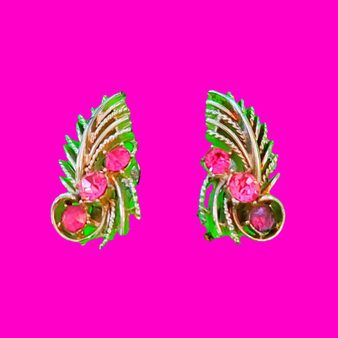 Feather Rhinestone Earrings